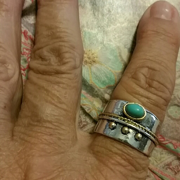 🆕️ ☮ Polished sterling silver & turquoise ring - Picture 8 of 10
